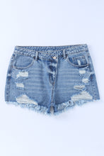 Load image into Gallery viewer, Sky Blue High Rise Crossover Waist Denim Shorts
