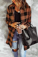 Load image into Gallery viewer, Red Turn-down Collar Plaid Shirt Coat
