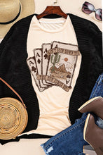 Load image into Gallery viewer, Khaki Western Poker Cards Graphic Print Short Sleeve T Shirt
