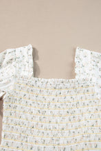 Load image into Gallery viewer, White Frilly Shirred Bodice Tiered Floral Maxi Dress
