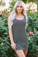 Load image into Gallery viewer, Black Stripe Ribbed Knit Sleeveless Mini Dress
