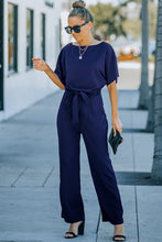 Load image into Gallery viewer, Red Belted Wide Leg Jumpsuit
