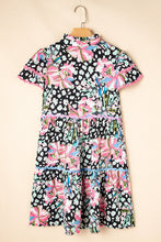 Load image into Gallery viewer, Pink Floral Ricrac Embellished Tiered Mini Dress
