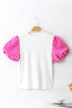 Load image into Gallery viewer, White Contrast Tweed Puff Sleeve Top
