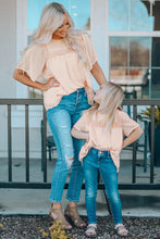 Load image into Gallery viewer, Apricot Flutter Sleeves Sheer Textured Babydoll Top
