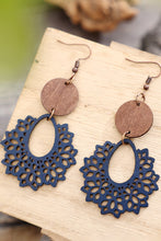 Load image into Gallery viewer, White PU Hollowed Round Wood Pendant Earrings
