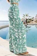 Load image into Gallery viewer, Green Boho Floral Sleeveless Wide Leg Pocket Pants Set
