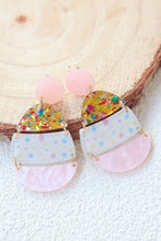 Load image into Gallery viewer, Pink Cute Printed Easter Egg Shape Drop Earrings
