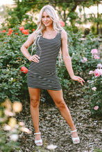 Load image into Gallery viewer, Black Stripe Ribbed Knit Sleeveless Mini Dress
