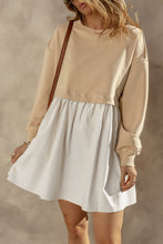 Load image into Gallery viewer, Pale Khaki Sweatshirt Poplin Mini Dress
