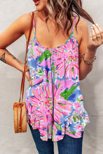 Load image into Gallery viewer, Pink Abstract Floral Print Notch V Neck Rolled Short Sleeve Blouse
