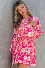 Load image into Gallery viewer, Paisley Printed Button Keyhole Back Belted Mini Dress

