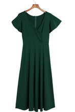 Load image into Gallery viewer, Green Ruffled Sleeve Wrap V Neck Midi Dress
