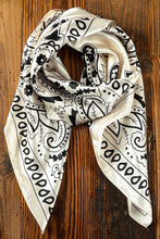 Load image into Gallery viewer, White Vintage Fashion Satin Paisley Flower Prints Square Scarf
