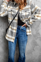 Load image into Gallery viewer, Brown Plaid Print Pocket Women Shacket
