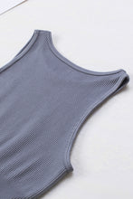 Load image into Gallery viewer, Black Solid Color Ribbed Sleeveless Sport Romper
