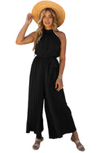 Load image into Gallery viewer, Green Halter Neck Pleated Wide Leg Jumpsuit with Belt
