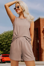 Load image into Gallery viewer, Smoke Gray Corded Sleeveless Top and Pocketed Shorts Set
