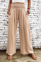 Load image into Gallery viewer, Black Smocked Wide Waistband High Waist Wide Leg Pants
