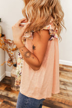 Load image into Gallery viewer, Apricot Pink Floral Patchwork Square Neck Ruffle Sleeve Blouse
