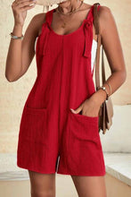 Load image into Gallery viewer, Black Adjustable Straps Pocketed Textured Romper
