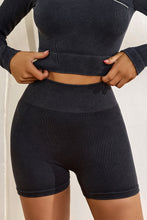 Load image into Gallery viewer, Red Seamless Ribbed Knit Butt Lifter Yoga Shorts
