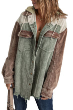 Load image into Gallery viewer, Khaki Patchwork Hooded Corduroy Shacket
