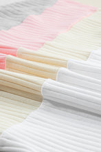 Load image into Gallery viewer, White Ribbed Color Block Patchwork T-shirt
