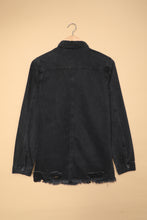Load image into Gallery viewer, Black Ripped Denim Jacket
