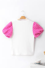 Load image into Gallery viewer, White Contrast Tweed Puff Sleeve Top
