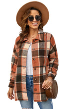 Load image into Gallery viewer, Rose Plaid Print Buttoned Shirt Jacket
