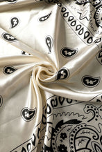 Load image into Gallery viewer, White Vintage Fashion Satin Paisley Flower Prints Square Scarf
