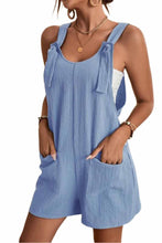 Load image into Gallery viewer, Black Adjustable Straps Pocketed Textured Romper
