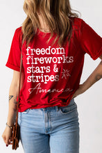 Load image into Gallery viewer, Red American Freedom Day Slogan Print T Shirt
