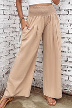 Load image into Gallery viewer, Black Smocked Wide Waistband High Waist Wide Leg Pants
