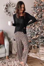 Load image into Gallery viewer, Long Sleeve Top and Leopard Print Pants Lounge Set
