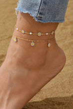 Load image into Gallery viewer, Gold Daisy &amp; Pearl Chain Anklet
