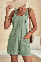 Load image into Gallery viewer, Black Adjustable Straps Pocketed Textured Romper
