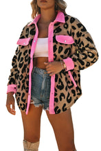 Load image into Gallery viewer, Black Contrast Trimmed Leopard Teddy Shacket
