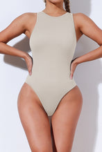 Load image into Gallery viewer, Black Solid Color Ribbed Sleeveless Sport Romper
