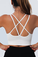 Load image into Gallery viewer, Black Ribbed Knit Strappy Back Sports Bra
