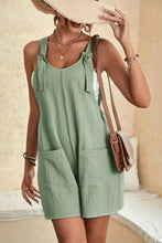 Load image into Gallery viewer, Black Adjustable Straps Pocketed Textured Romper
