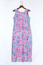 Load image into Gallery viewer, Purple Abstract Floral Print Sleeveless Maxi Dress
