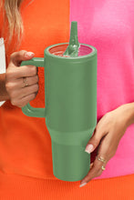 Load image into Gallery viewer, Dark Green Frosted Stainless Handle Large Vacuum Cup with Straw 40oz
