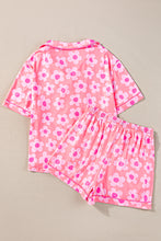 Load image into Gallery viewer, Pink Flower Print Short Sleeve Shirt Pajamas Set
