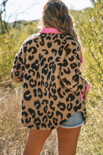 Load image into Gallery viewer, Black Contrast Trimmed Leopard Teddy Shacket
