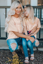 Load image into Gallery viewer, Apricot Flutter Sleeves Sheer Textured Babydoll Top
