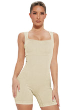 Load image into Gallery viewer, Black Ribbed Square Neck Padded Sports Romper
