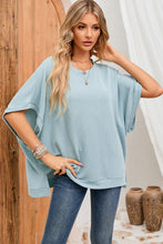 Load image into Gallery viewer, Apricot Ribbed Knit Batwing Sleeve Tunic Oversized T Shirt
