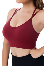 Load image into Gallery viewer, Black Ribbed Knit Strappy Back Sports Bra
